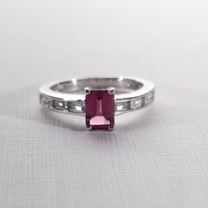Bixbite and White Topaz Ring Size 5